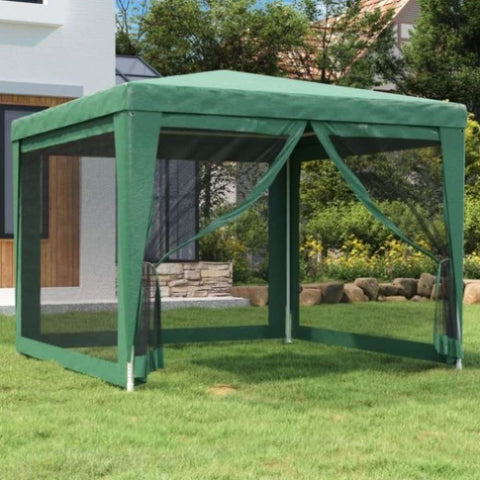 ZNTS Party Tent with 4 Mesh Sidewalls Green 3x3 m HDPE 319228