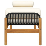 Garden Bench with Cushion Black Poly Rattan Acacia 366299