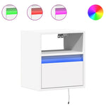 ZNTS Wall-mounted Bedside Cabinet with LED Lights White 3307975