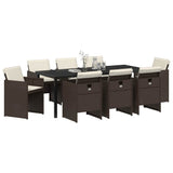 Garden Dining Set 9 pcs Brown Poly Rattan 3380604