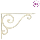 Wall Shelf Brackets 12 pcs Antique White 12.5 x 17 x 3 cm Steel 42038870