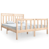 Bed Frame Natural Wood Solid Pine Wood Double Decorative Inlays 3100968