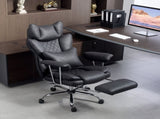 Leathaire Reclining Office Chair with Lumbar Support Pillow - Black T3398P377422