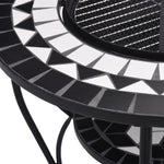 Mosaic Fire Pit Table Black and White 68 cm Ceramic 46725