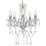 Chandelier with Crystal Beads Silver Round 5 x E14 281601