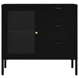 Sideboard Black Steel Medium Sideboard Rectangular Modern 336073