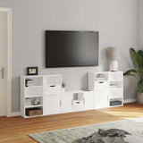 5 Piece TV Units with Storage "ODDA" White Solid Wood Pine 3365383