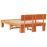 Bed Frame with Headboard Wax Brown 120 x 190 cm Solid Pine Wood 872580