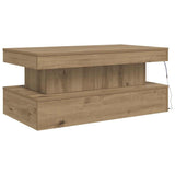 Coffee Table with LED Lights Artisian Oak 90x50x40 cm 857715
