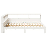 Bookcase Bed without Mattress White 150x200 cm King Size Solid Wood Pine 3324380