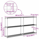 3-Tier Plant Stand Black 200 x 32 x 104 cm Steel 42021342