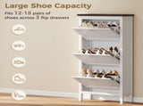 Shoe Cabinet with 3 Flip Drawers, Farmhouse Narrow Shoe Storage Cabinet with Adjustable Shelves, T3398P552568