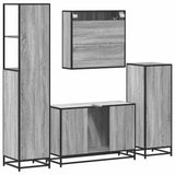 ZNTS 4 Piece Bathroom Furniture Set Grey Sonoma Engineered Wood 3301253