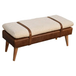 Bouclé Buffalo Hide Leather Bench IN3300