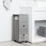 Narrow Bathroom Cabinet with Wheels Grey Sonoma Engineered Wood 855237