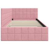 Corner Bed Frame with Headboard Pink 100 cm x 200 cm Velvet 42016401