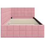 Corner Bed Frame with Headboard Pink 100 x 200 cm Velvet 42016401