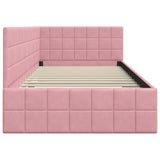 Corner Bed Frame with Headboard Pink 100 x 200 cm Velvet 42016401