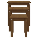 Nesting Tables 3 pcs Honey Brown Solid Wood Pine 824976