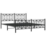 Metal Bed Frame without Mattress with Footboard Black 180x200cm 376150