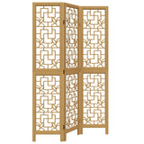 Room Divider 3 Panels Brown Solid Wood Paulownia 358861