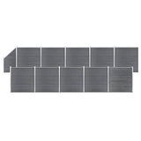 WPC Fence Set 10 Square 1 Slanted 1830x186 cm Grey 3053242
