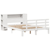 Bookcase Bed without Mattress White 135x190 cm Double Solid Wood Pine 3322705