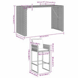 5 Piece Garden Bar Set with Cushions Grey Poly Rattan Acacia 3328903