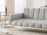Modern Adjustable Velvet Sofa Bed with MultiPosition Backrest & Armrests, Metal Legs, Convertible N895P485351G