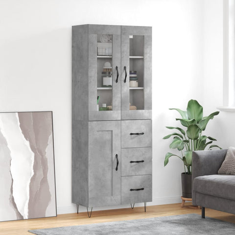 Highboard Concrete Grey 69.5x34x180 cm Engineered Wood 3198693