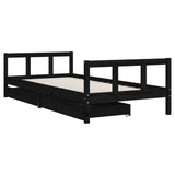 Kids Bed Frame with Drawers Black 90x200 cm Solid Wood Pine 834410