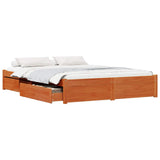 Bed Frame with Drawer Wax Brown 150 x 200 cm Solid Pine Wood 3422780