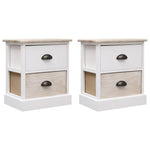 Nightstands 2 pcs White and Natural 38x28x45 cm Paulownia Wood 284057