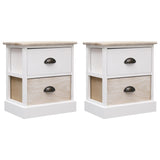 Nightstands 2 pcs White and Natural 38x28x45 cm Paulownia Wood 284057