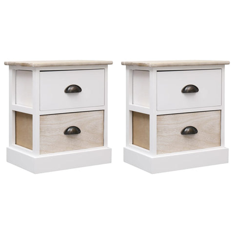 Nightstands 2 pcs White and Natural 38x28x45 cm Paulownia Wood 284057