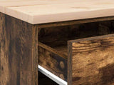 Garage Storage Cabinet Smoked Oak 40x51x85 cm Solid Wood Pine 860593