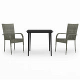 Garden Dining Set Grey and black PE rattan Medium Durable 3099407