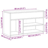 Shoe Bench Artisan Oak 80x30x45 cm Engineered Wood 856757