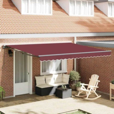 Retractable Awning Manual Burgundy Red 400x300 cm Fabric 3330521