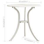 ZNTS Garden Table White 62x62x65 cm Cast Aluminium 315581