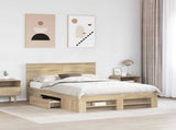 Bed Frame Sonoma Oak 150 x 200 cm Engineered Wood 3408748