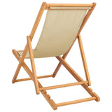 Beach Chair Beige Solid Teak Wood 42032663
