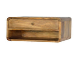 Solid Wood Floating Curve Open Slot Bedside, 1 Drawer and Open Shelf, Brown B2743P402929