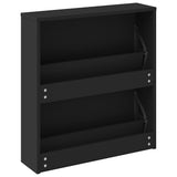 Shoe Cabinet with Mirror 2-Layer Black 63x17x67 cm 342629