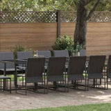 Garden Dining Set 15 pcs Black Steel 3335866