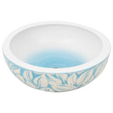 Countertop Basin White and Blue Round 41x14 cm Ceramic 155062