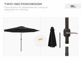 2.7m Outdoor Patio Garden Umbrella Parasol with Tilt Crank and 24 LEDs Lights, Black T3398P318674