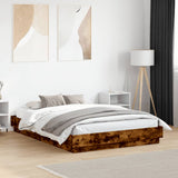 Bed Frame with LED without Mattress Smoked Oak 120x190 cm Small Double 3209825
