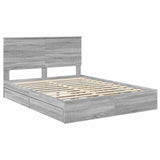 Storage Bed Grey Sonoma 150 x 200 cm Engineered Wood 3411199
