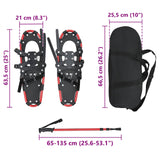 3 in 1 Snowshoes Red and Black 63.5 x 21 cm Aluminum and HDPE 42021431
